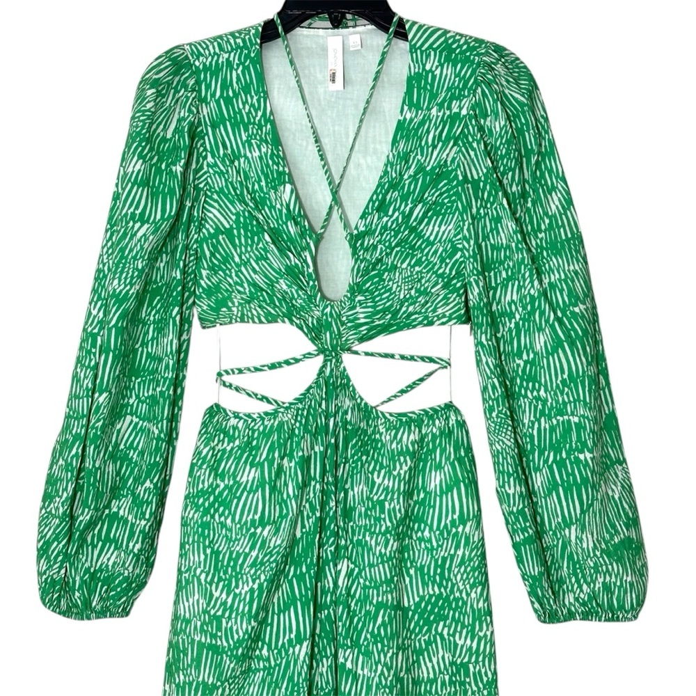 Simkhai Adelaide Cutout Mousseline Maxi Dress in Kelly Abstract Fern size XS - Picture 8 of 16